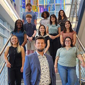 Szymon Ciesielski and his student team posed on stairwell