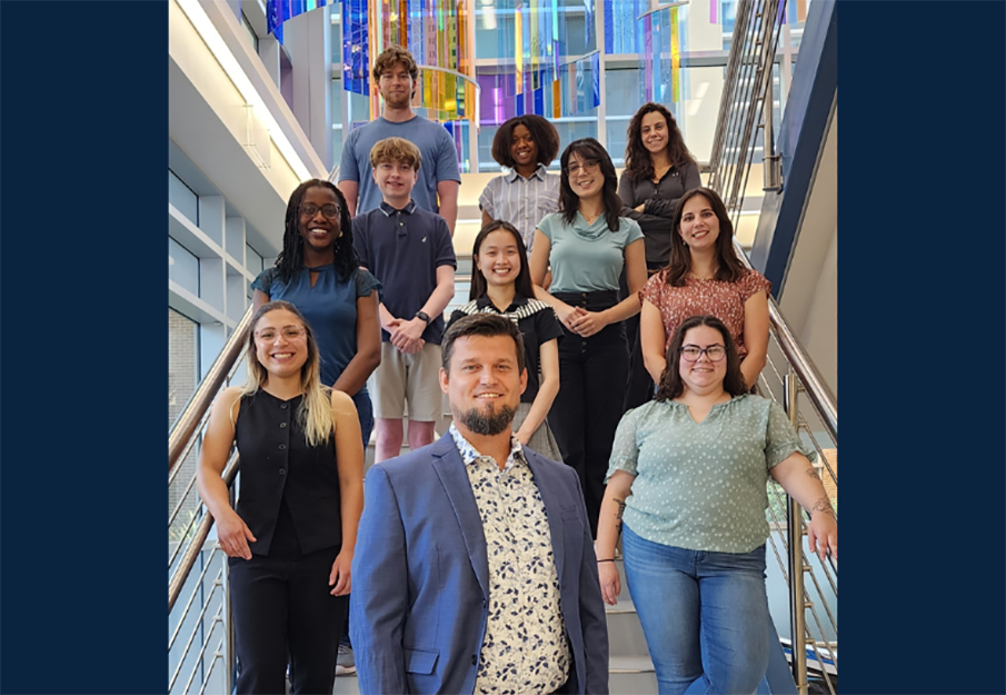 Szymon Ciesielski and his student team posed on stairwell
