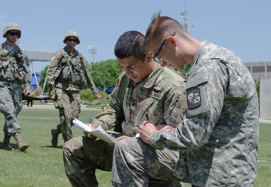 Two MVRC students reviewing paperwork