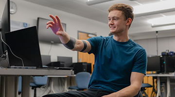 Stephen Pond testing a gesture recognition machine