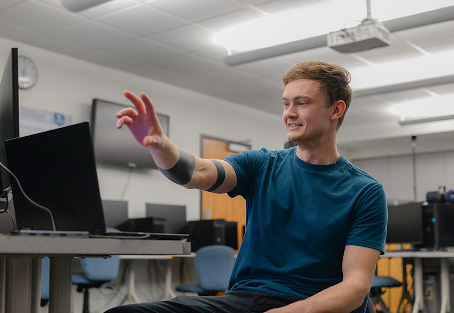 Stephen Pond testing a gesture recognition machine