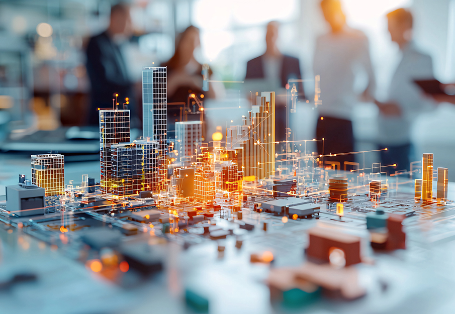 a digital city landscape