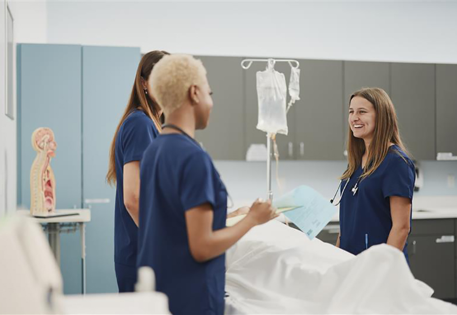 Three nursing students standing