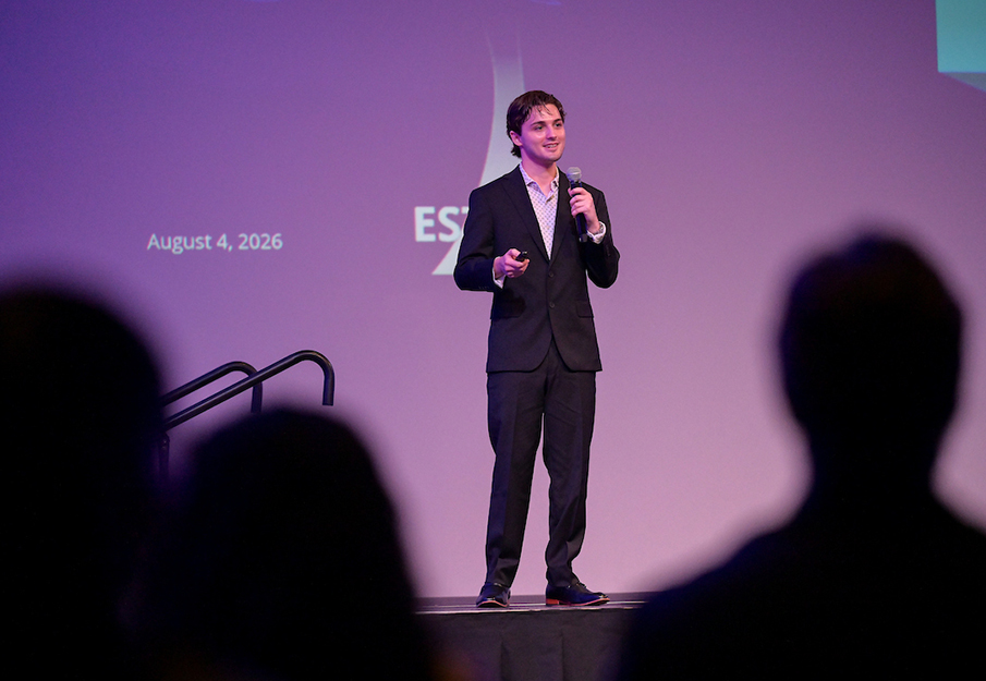 Student presenting at the DSSG event