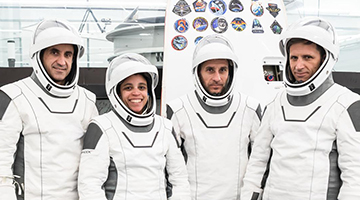 NASA’s SpaceX Crew-13 team standing in front of space ship