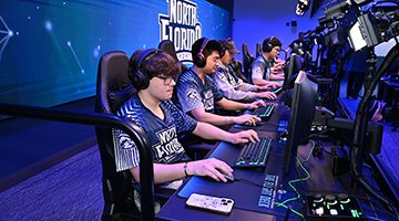 Students playing on gaming system in UNF Esports arena