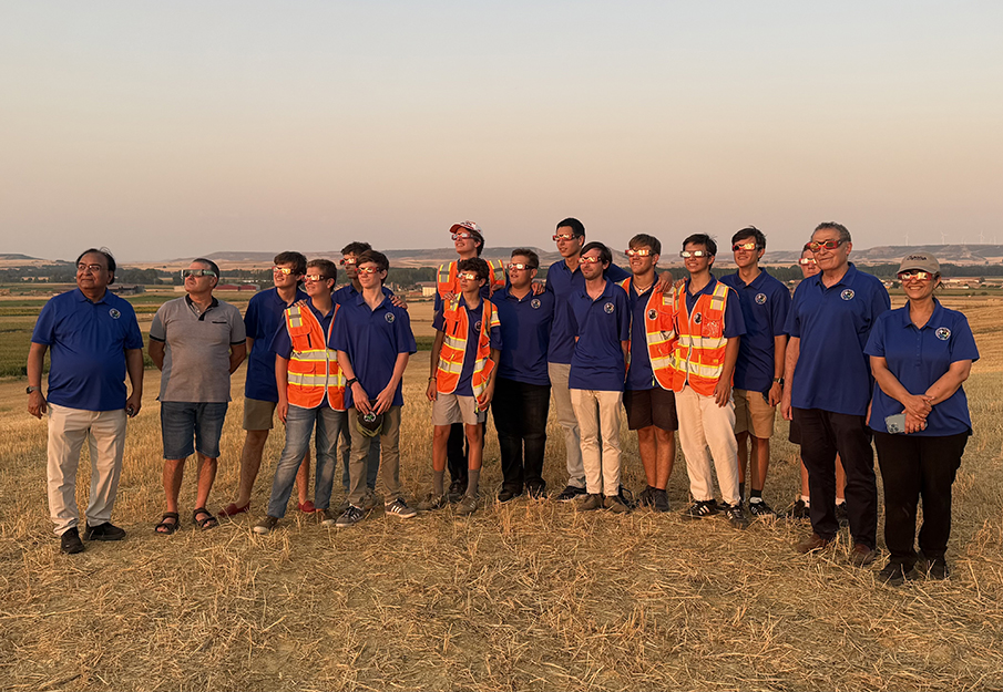 Team of UNF students and staff in Spain watching solar eclipse