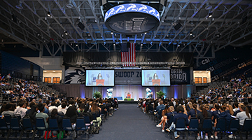 Arena filled with faculty, staff and students for Convocation