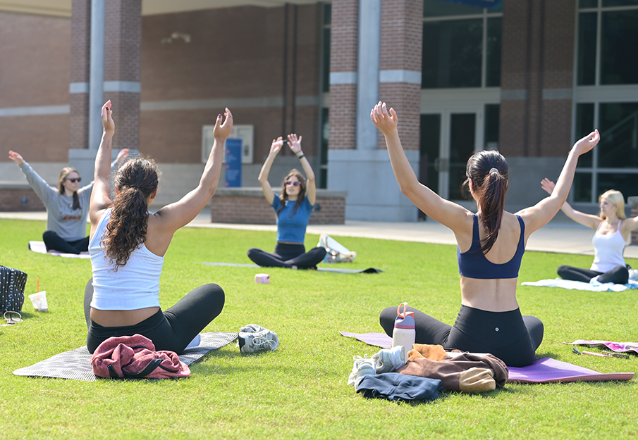 Yoga class on the Green