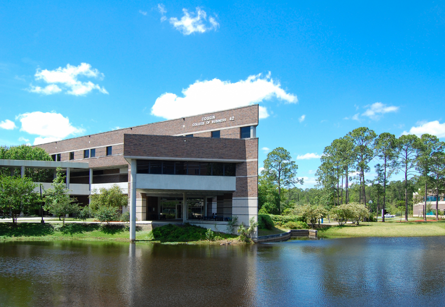 View of Coggin College from across lake