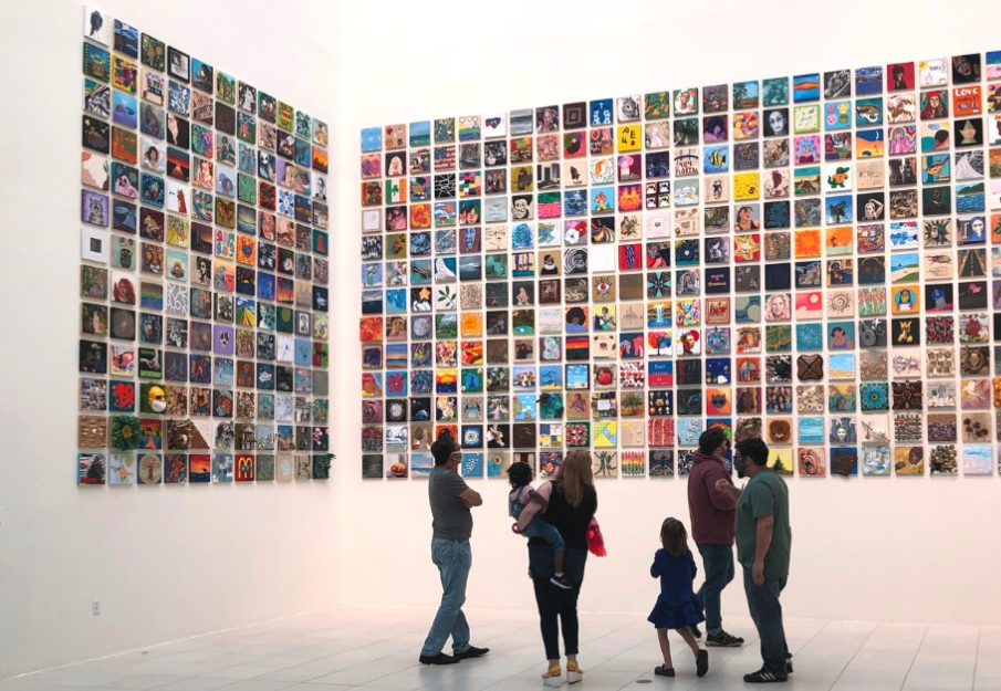 Family in the atrium at the MOCA 