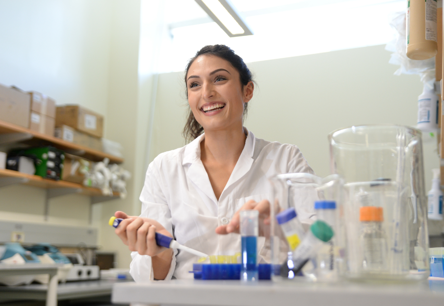 Student in medical lab