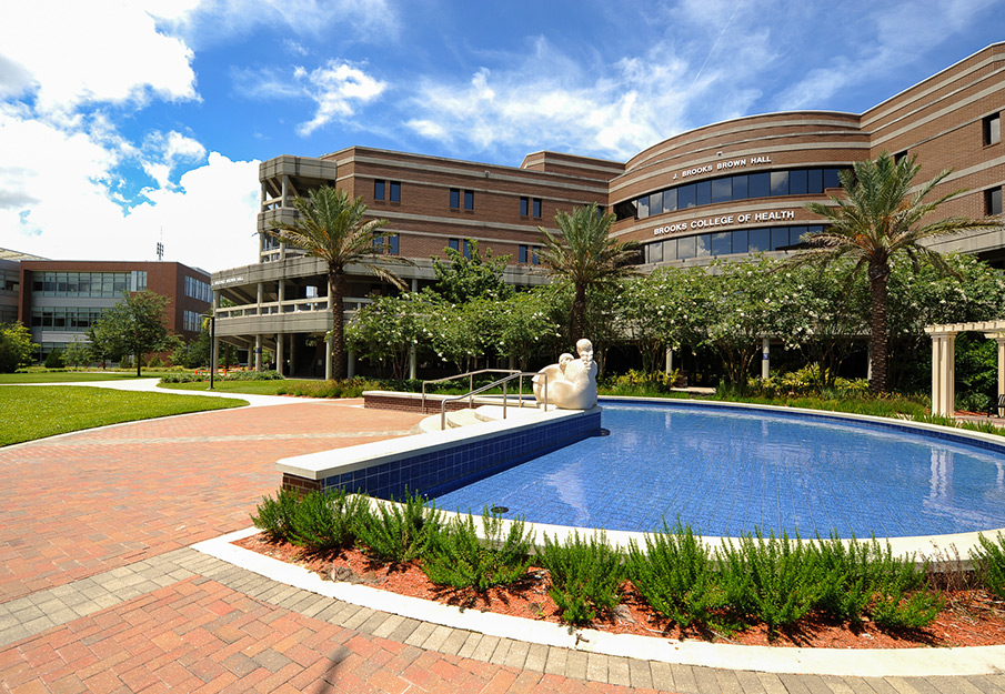 Exterior view of the Brooks College of Health building