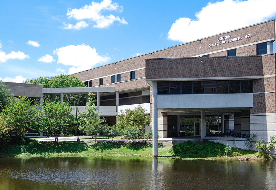 Exterior view of the Coggin College of Business building