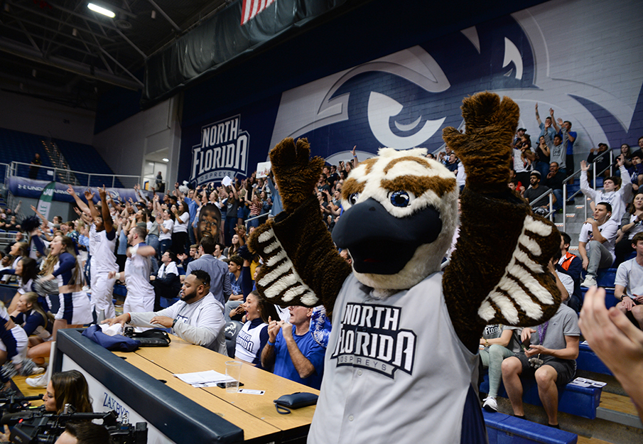 Ozzie the Osprey cheering