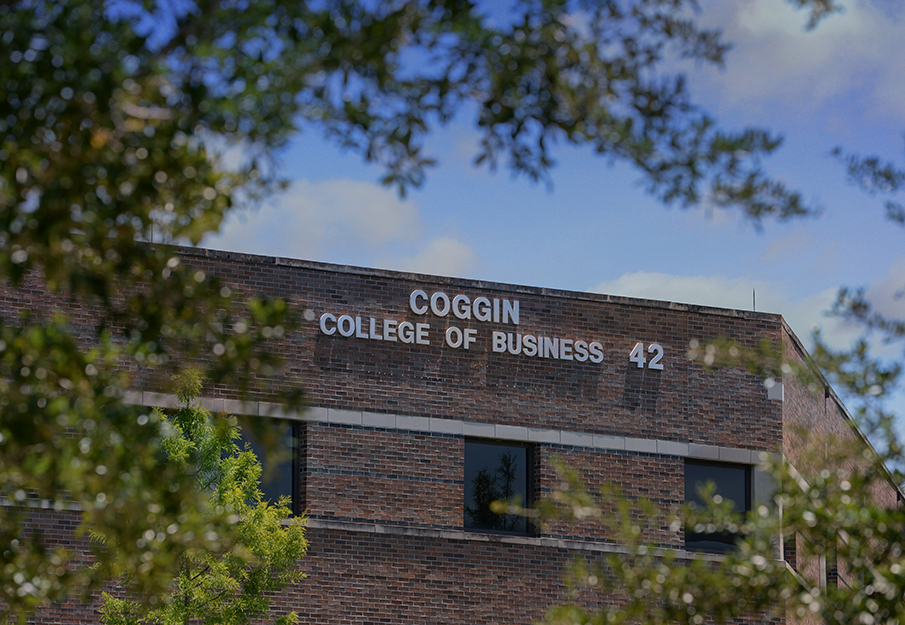 Outside view of the Coggin College of Business building