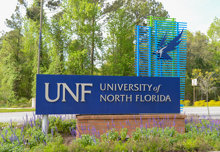 entrance sign on campus