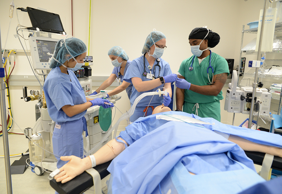 Nursing students in hospital lab