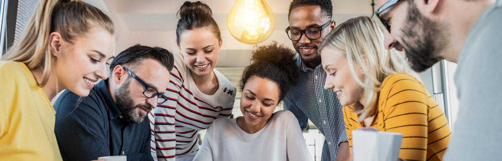 happy employees working together