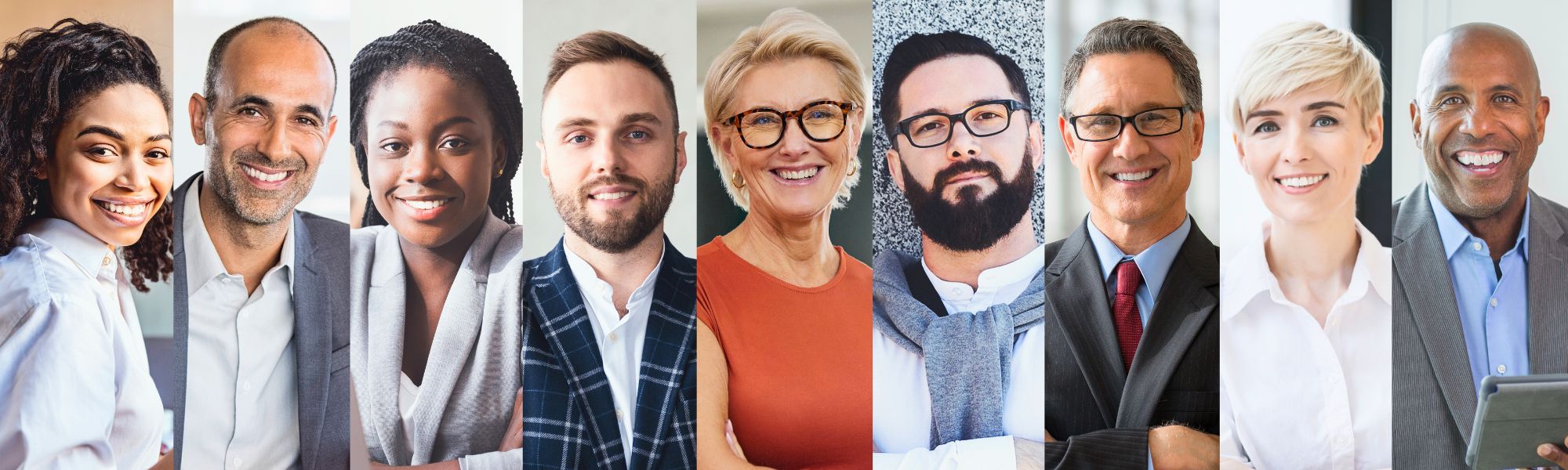 Collage of happy business people