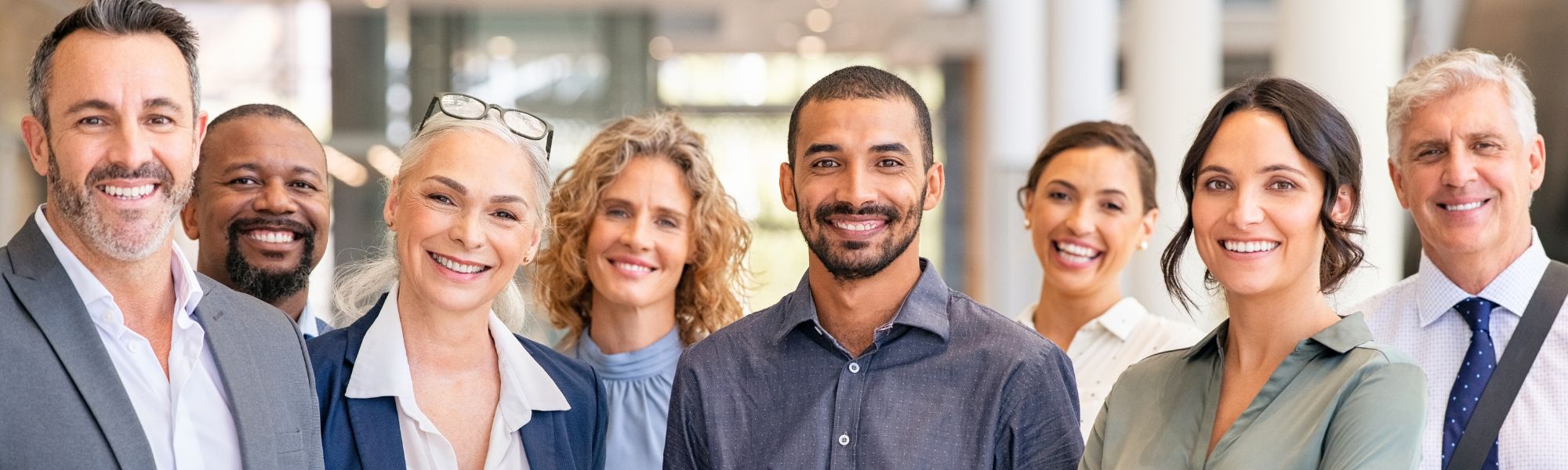 Happy business people smiling