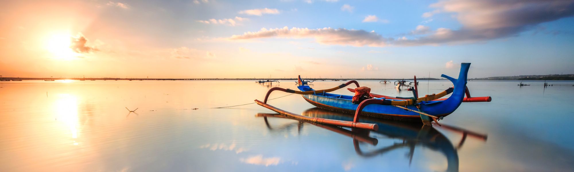 Balinese fishing boat at sunrise