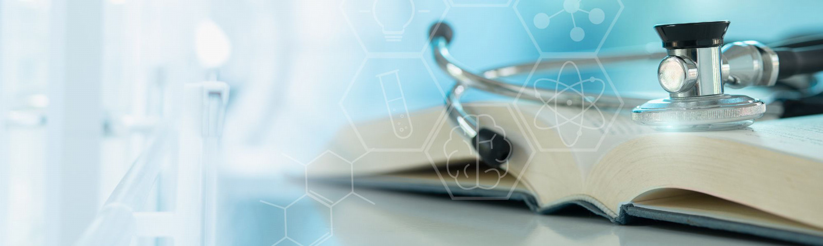 Stethoscope and a medical book