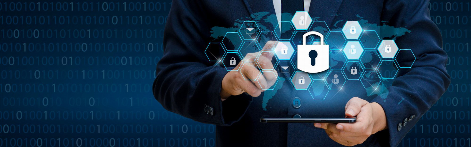 Man practicing cybersecurity