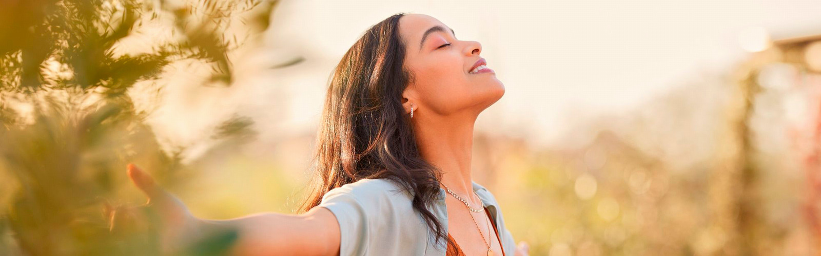 Woman deeply breathing