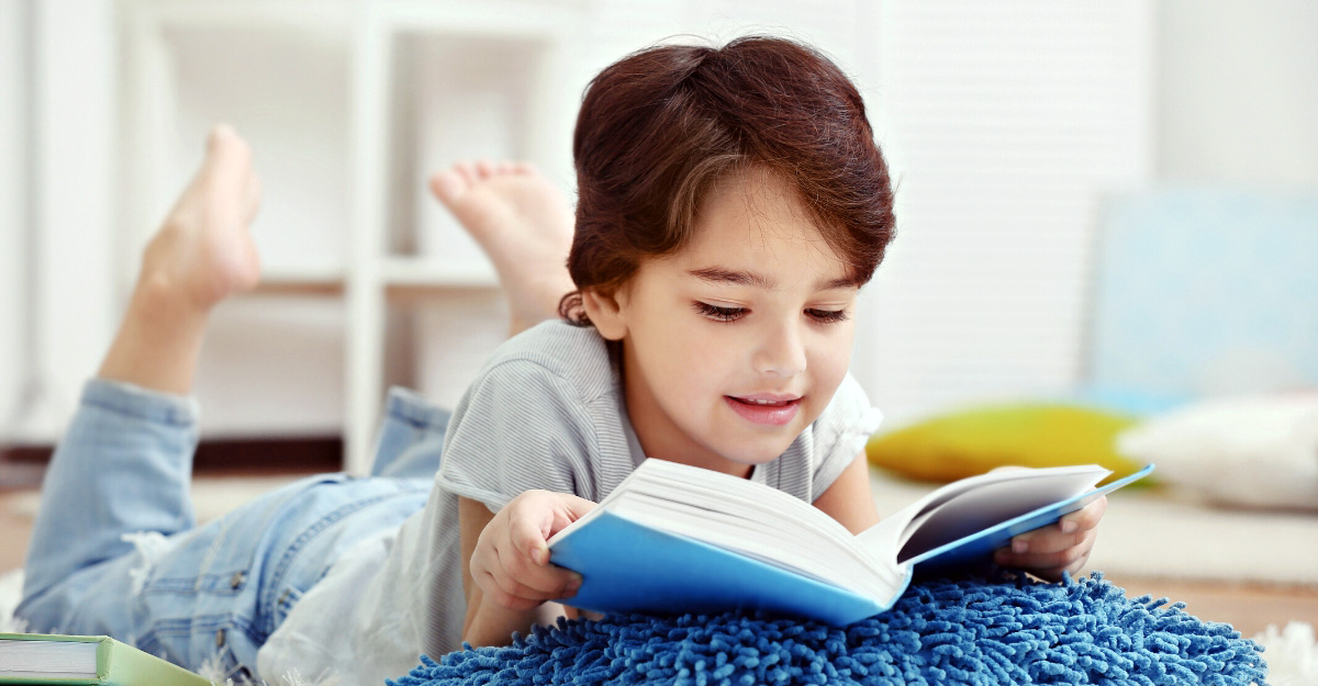 Boy reading a book