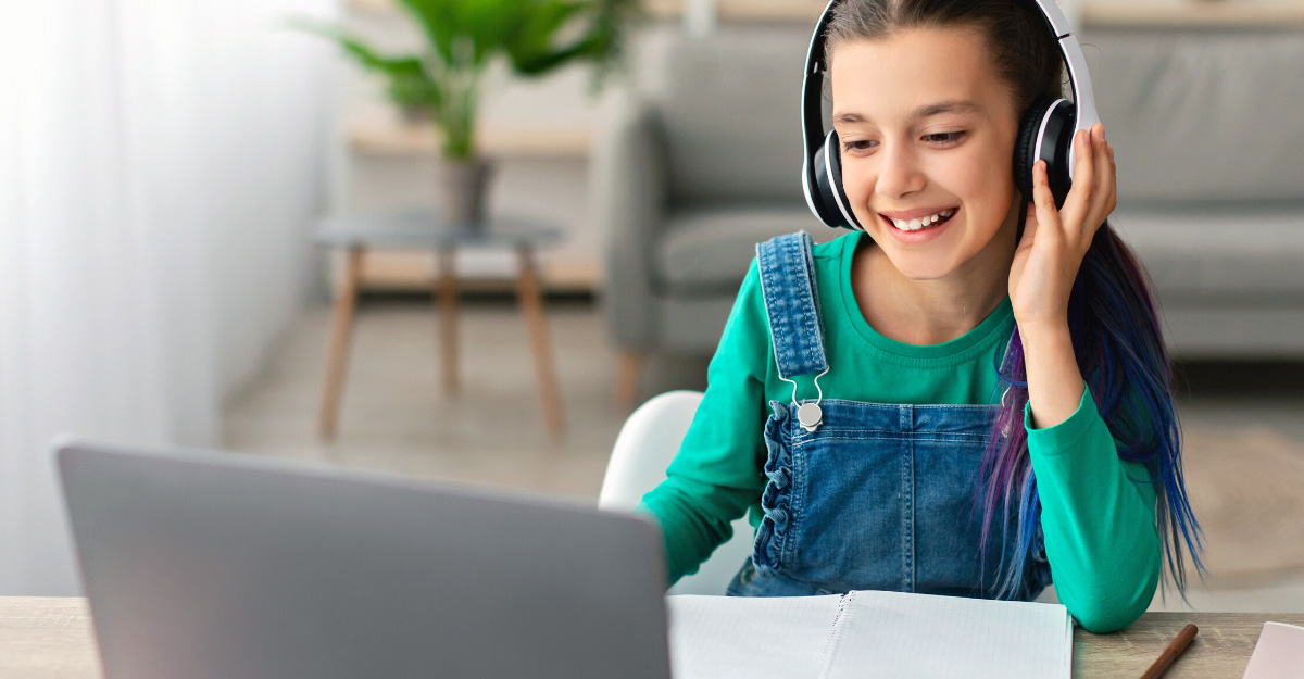 Girl learning online