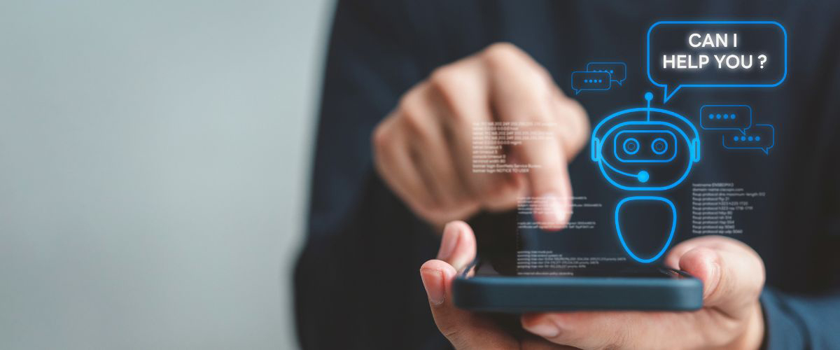 A person interacts with a chatbot on a smartphone