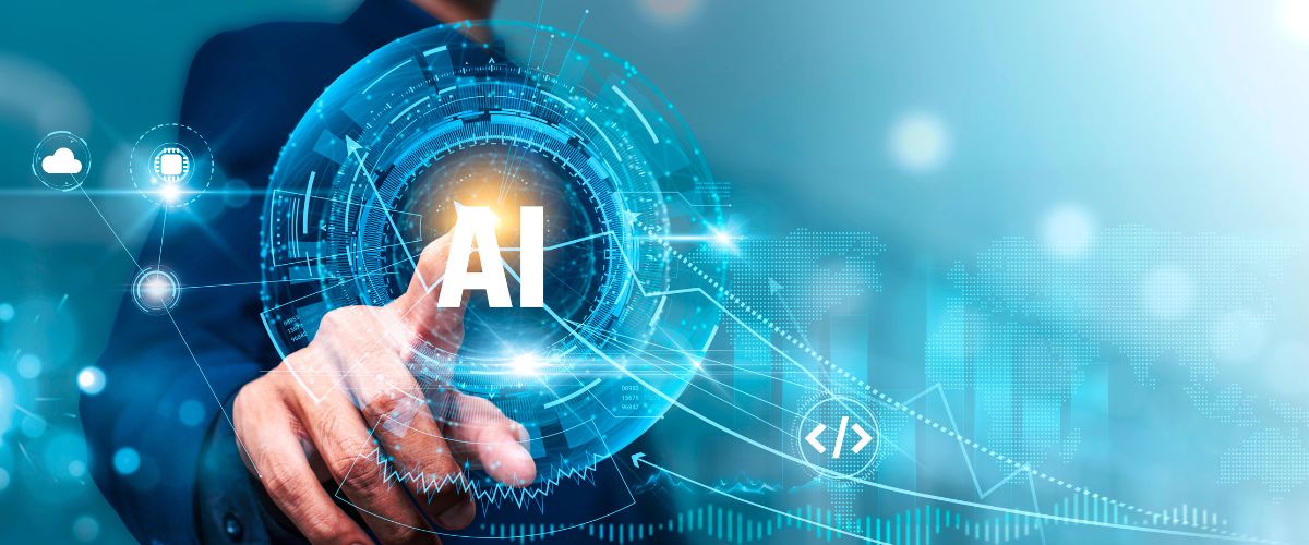 Man pointing AI with his finger