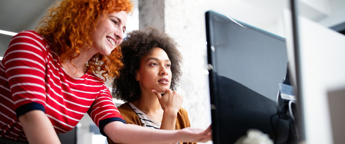 Women working with computer