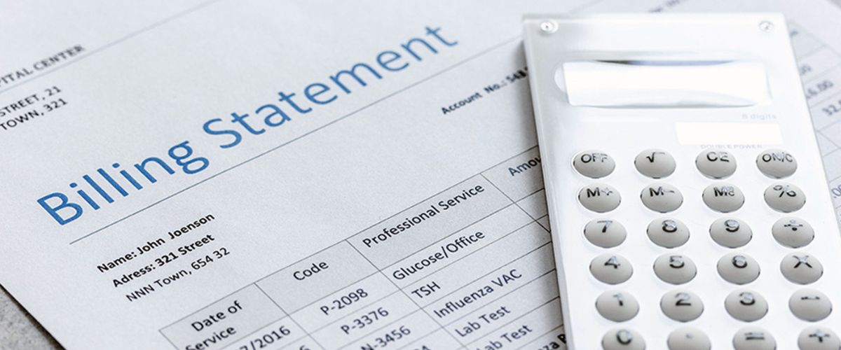 Billing statement and a calculator
