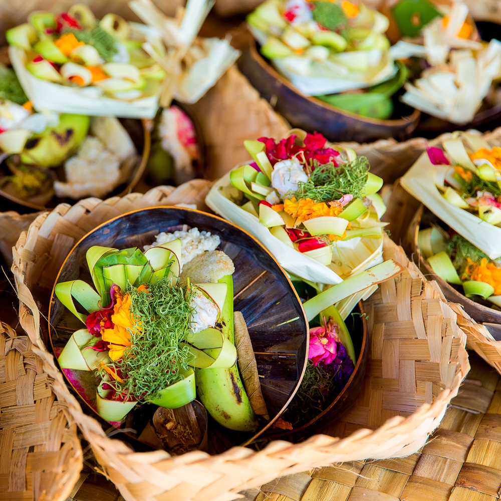 Colorful traditional offerings for gods