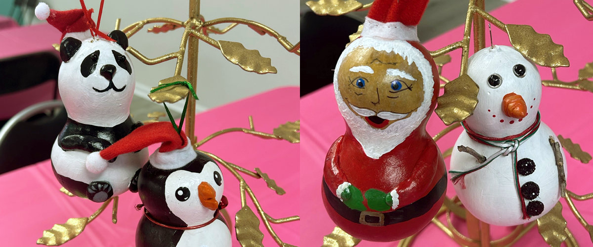Christmas ornaments made with gourds