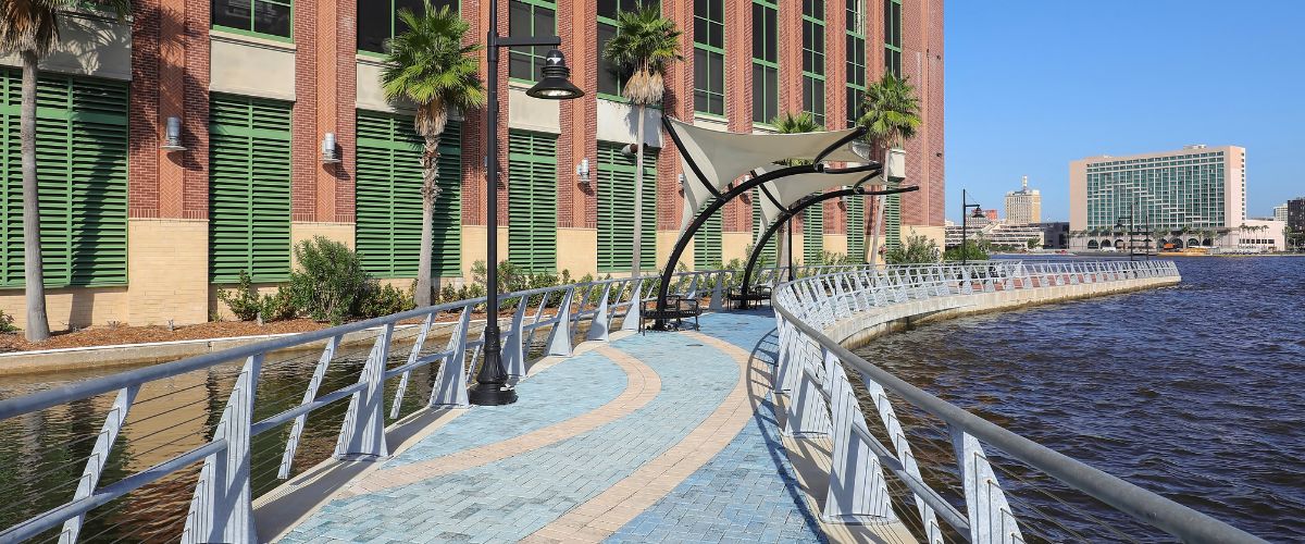 Paved Riverwalk in downtown Jacksonville