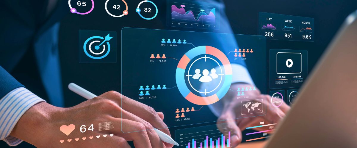 Social media strategist analyzing charts and graphs