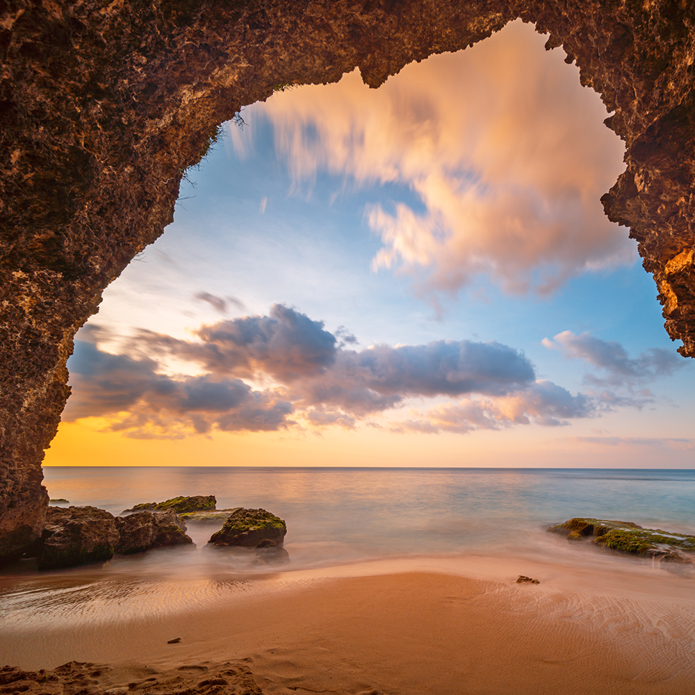 Beautiful sunset in Bali beach