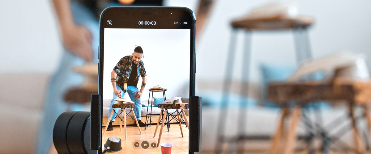Man making a TikTok video