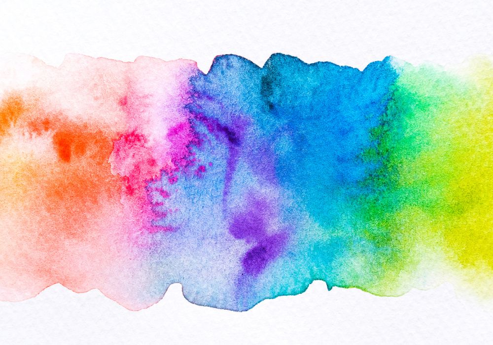 Rainbow colors of watercolors