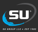 SU Group Logo with Blue and Gray Circle 