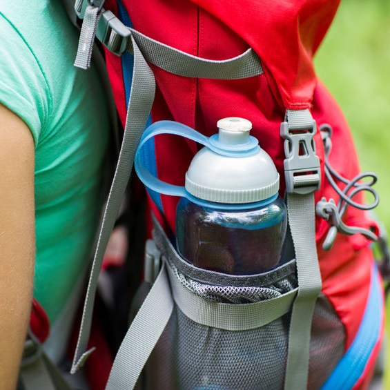 water bottle in back pack