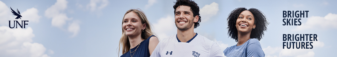 image of students with a sky background and text reading "bright skies brighter futures"