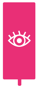 Icon of an eye on a vertical banner