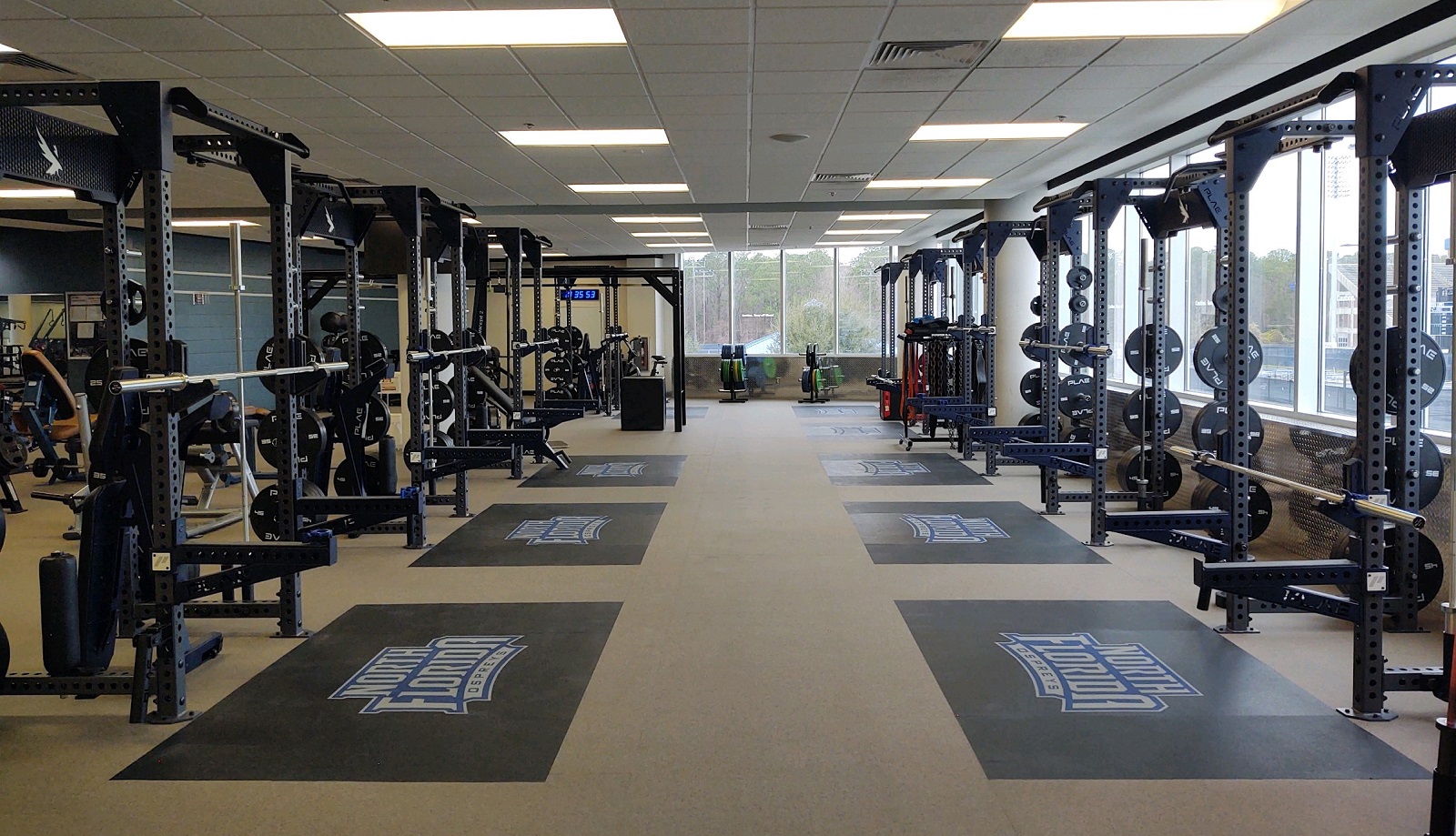 fitness equipment on a gym floor