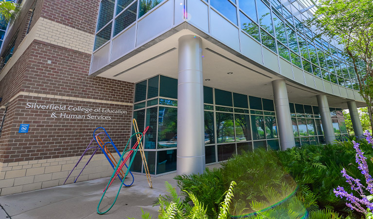 Outside of the Silverfield College of Education and Human Services building