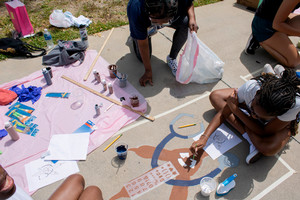Students participating in OIC Talon Painting Party 