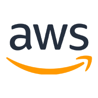 AWS logo with lowercase “aws” text and an orange smile arrow underneath.
